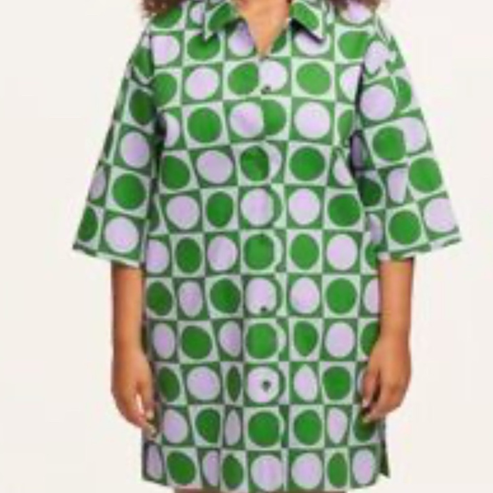 Lucy & Yak Shirt Dress in Green and Lavender